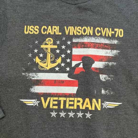 NWT Port & company USS Carl Vinson CVN-19 veteran gray fleece unisex sweater L. - Picture 4 of 8